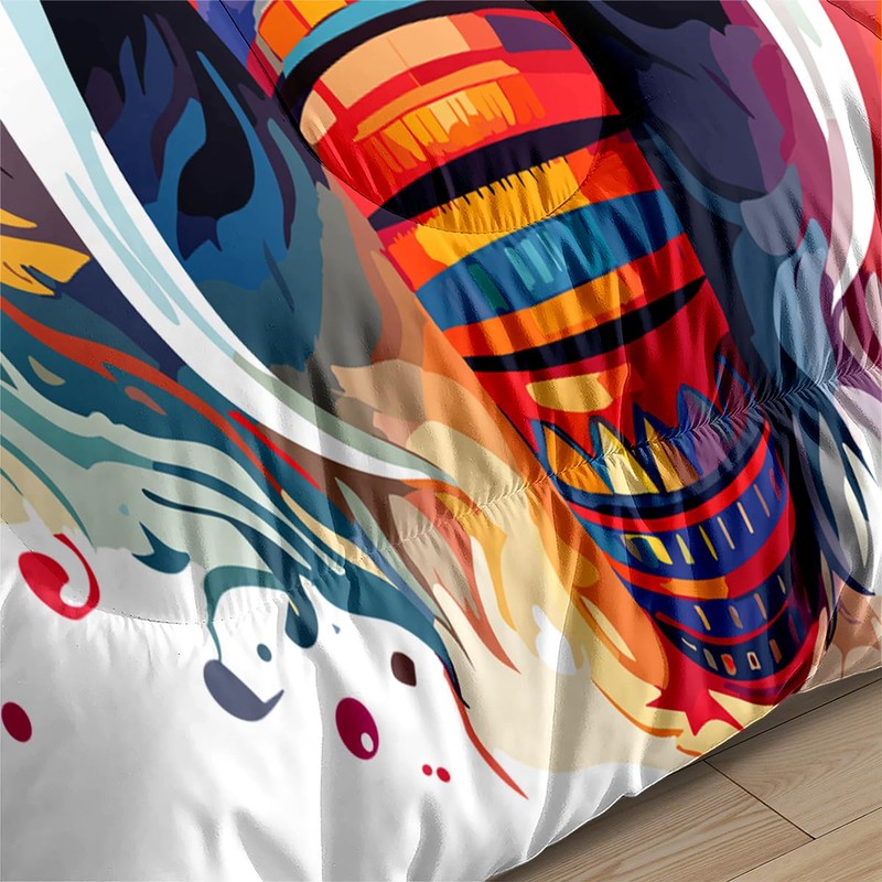 AUCOOMA Hand Painted Elephant Print Comforter Set Queen,Comforter with 2