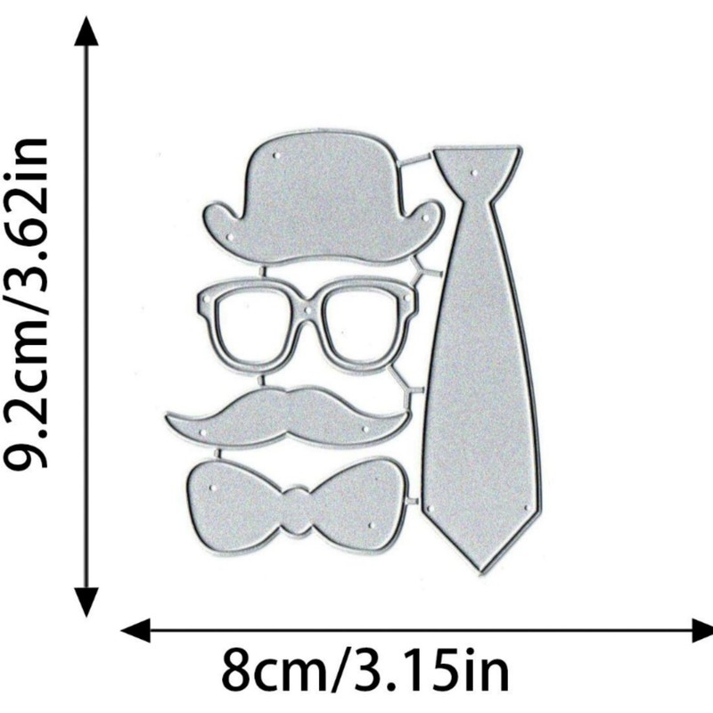 Clothing Accessories Die Cuts for Card Making Glasses Tie Metal