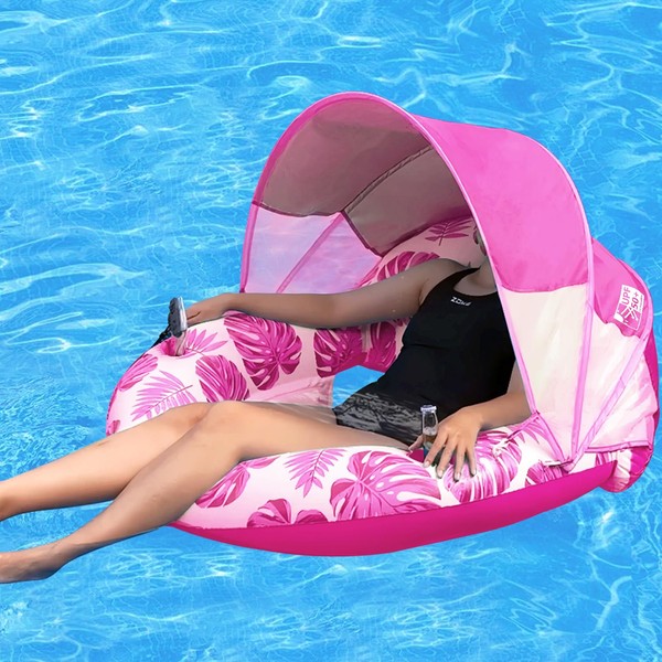 COOLCOOLDEE New Upgraded Pool Chair Float with Shade,XL Pool Floats