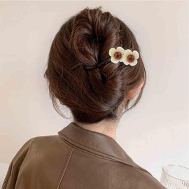 Aneneiceera Vintage Acrylic Banana Clips Resin Brown Hair Barrette Flower Banana Comb Hair Clip Pin Thin Clincher Clips French Ponytail Holder Grips Clamp Accessories for Women (Flower)