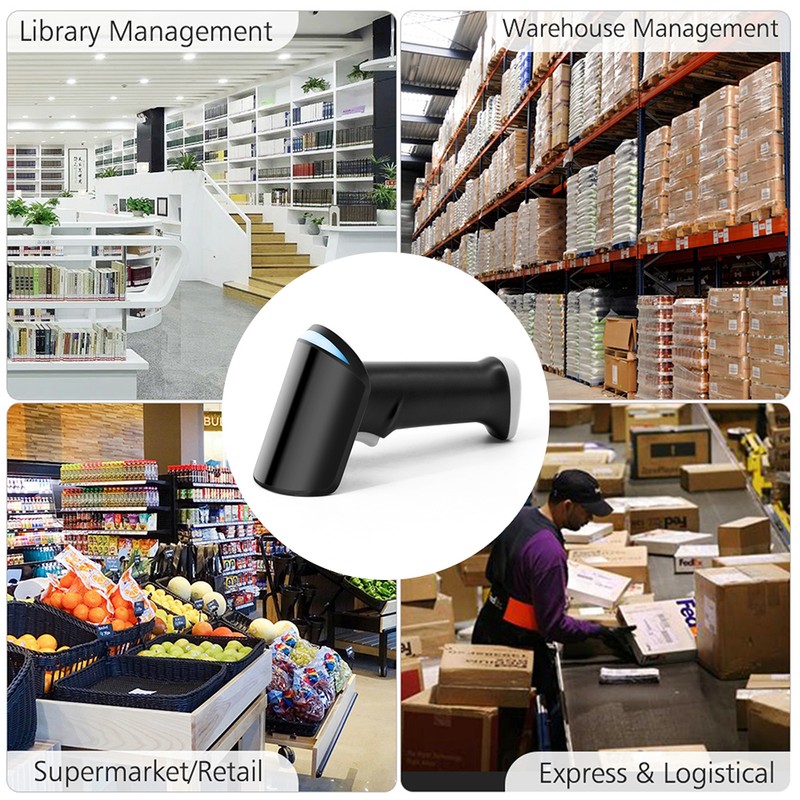 Wireless 2D 1D Barcode Scanner BT+2.4G+USB Wired Connection High Speed