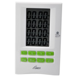 LINKSY LT094W Digital Timer with Alarm Clock for 4 Hours (4 Multi) in 1 Device (4 Multi), Count-Up, Countdown, White