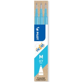 Pilot Frixion Nachfüllpackung, radierbar, mittlere Strichstärke 0,7 mm, 9 Stück, 3 Packungen in Kissenverpackung, Hellblau