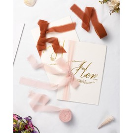 AOKSUNOVA Burgundy Chiffon Ribbon for Gift Wrapping 1" x 7Yd Fabric Wedding Ribbon for Presents Fringe Ribbon for Wedding Invitations Bridal Bouquets