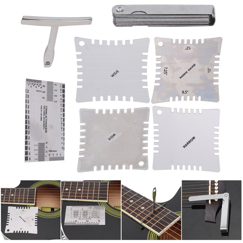 Guitar Measuring Set String Distance Height Radian Ruler Stainless Steel