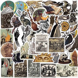 Medieval Witch Stickers,Witchy Stickers,Vintage Aesthetic Stickers for Water Bottles Laptop,Magic Fantasy Stickers