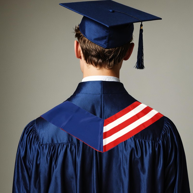 USA And Australia Flag Graduation Stole, Satin Embroidery Graduation Sash