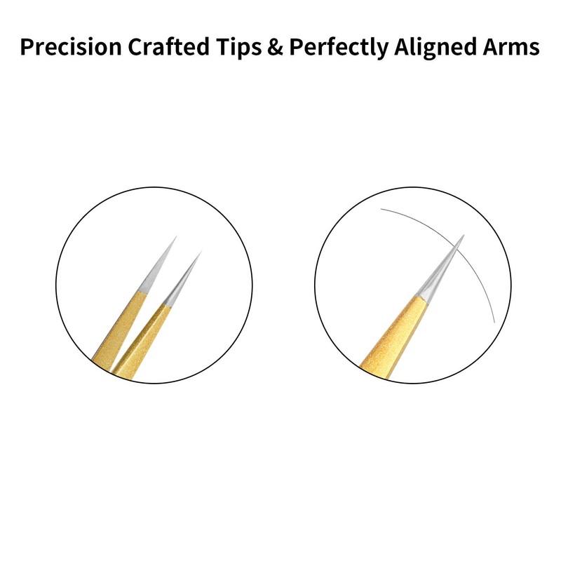 Tweezers for Eyelash Extension Hand Crafted Surgical Stainless Steel Metallic