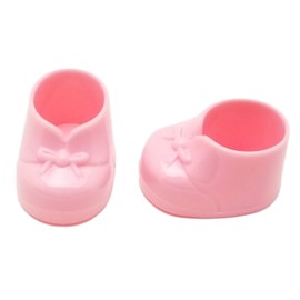 12 Small Baby Booties Plastic Shoes Candy Holders Favors 1.875" - Pink