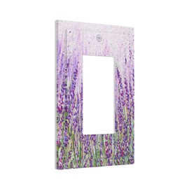 Purple Lavender Flower Abstract Single Rocker Wall Plate Cover 1 Gang Light Switch Covers Decorative Faceplate for Bathroom Bedroom Kitchen Room Decor Wallplate 5 x 3 in