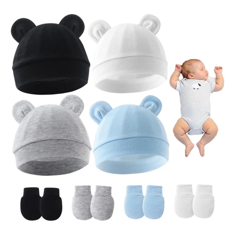 4 Sombreros Y Guantes Para Bebés, Esenciales Recién Nacidos