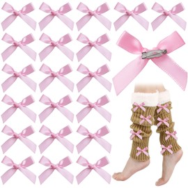 Incinkod 20 Pcs Pink Bow Safety Pins Charms, Cute Pink Safety Pins, Mini Junk Socks Charms Kit, Coquette Pins for Shoes, Socks, Hats, Shirts, Jeans, Shawls