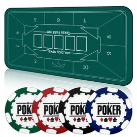 Nmroim Poker Table Top Texas Hold'em Professional Portable Poker Mat for Table,Non-Slip to Reduce Noise with Storage ag and Coaster for Poker Games (71 X 36 Inch)