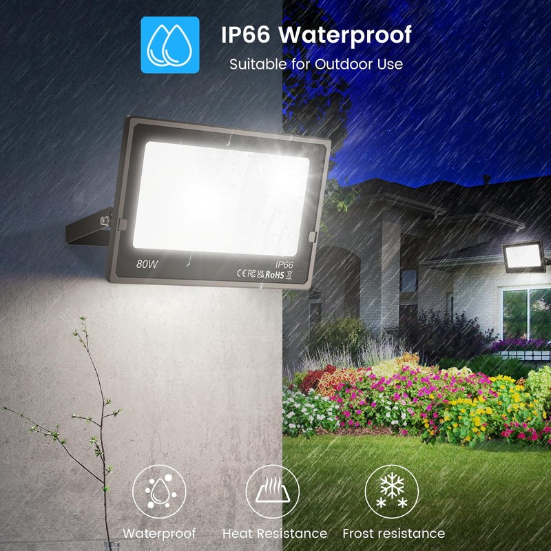 Aovpex 80W Flood Lights Outdoor, 8000lm Bright LED Work Light,