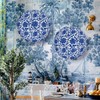 12 Pcs Chinoiserie Paper Lantern Set Blue and White Porcelain