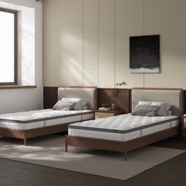 SLEEP100 8 Inch Twin Mattress, Foam & Bonnell Springs Hybrid Mattresses, Fiberglass Free - No Odor - 365 Night Trial