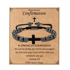 VULETO Confirmation Gifts for Teenage Boys, Catholic Cross Bead Bracelet Religious Easter Confirmation Sponsor Gifts for Teenager Son Grandson Age