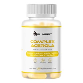 Flairfit Complex Acerola 60 tabletas masticables  Suplemento alimenticio  Probiticos y vitamina D3  Sabor cereza                                      