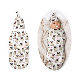 Pug Pattern Swaddle Blankets Newborn Receiving Blanket Baby Swaddle Wrap Soft Sleeping Sack for Baby Girls Boys