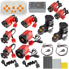 TEESE 46pcs Technic-Motor Set with Red-Burst-Monster-Motor, Remote-Battery-Box-Extension-Cable, Compatible with Technic-Parts