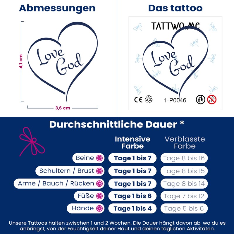 Tattwo.me 2 Week Waterproof Temporary Plant Tattoos - Heart with