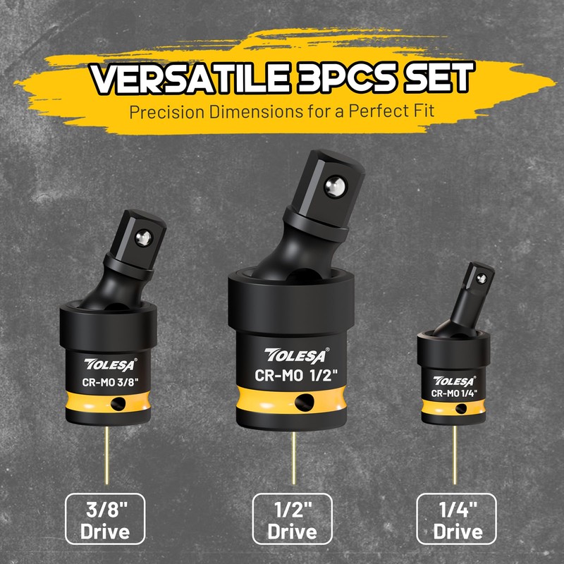 TOLESA Swivel Socket Set, Impact Universal Joint-Socket Swivel Set, 1/2",