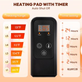 Niubya Pet Heating Pad for Dogs and Cats, Adjustable Temperature and Waterproof Pet Heated Mat with Timer, Electric Heating Pet Bed with Chew Resistant Cord and Soft Washable Cover, 30"x18"