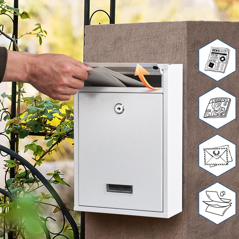 KYODOLED Key Lock Mailboxes for Outside, Locking Wall Mount Mailbox,