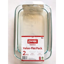 Pyrex Basics 3Qt,  2Qt Glass Oblong Baking Dish Clear Bakeware Kitchenware  - 2QT + 3QT