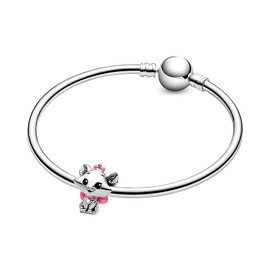 EZ Tuxedo Aristocats Marie Charms 925 Sterling Silver Lovely Cat Bead wih Pink Enamel for Bracelets