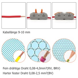 60 Stück Kabel Klemmen Set, 2-5 Leiter Elektrische Anschlussblöcke, 4mm² Leiter Klemme, Kabelverbinder mit Betätigungshebel, Verbindungsklemme set - 20Pcs 2 30Pcs 3 10Pcs 5 Eingänge