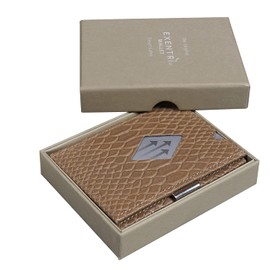EXENTRI Wallet Card Holder | Smart & Minimalist RFID Trifold Wallet for Men & Women | Quick Access, Quality Leather, Secure Storage (Desert Cobra)