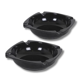 PARENCE. - Set of 2 Melamine Ashtrays - 10cm Diameter - Compact, Lightweight, Durable and Versatile - Set of 2, Black