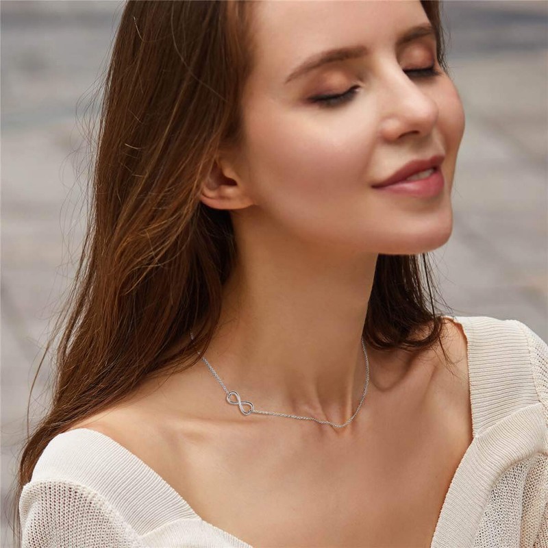 EVER FAITH 925 Sterling Silver Small Sideways 8 Shaped Infinity