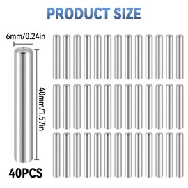 Pack of 40 Shelf Brackets, 6 x 40 mm Cylinder Pins, Tension Pins, Stainless Steel, Floor Support Pin Metal, Shelf Holder for Cabinets, Furniture, Shelf Supports, Shaft Fixings