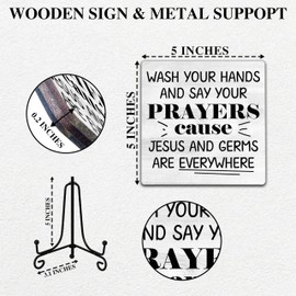 Farmhouse Bathroom Decor, Wash Your Hands Sign, Funny Home Decor, Bathroom Shelf Toilet Restroom Home Tabletop Desk Decor, Cubicle Accessories, 5x5 Inches-A11