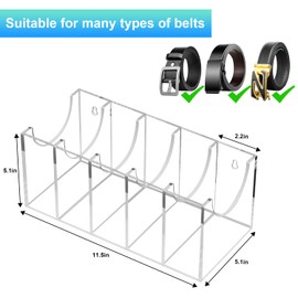 GTI Belt Organizer,Acrylic 5 Compartments Belt Organizer for Closet and Wall,Belt Storage Holder for Drawer,Clear Belt Display Case for Closet Tie and Bow Tie