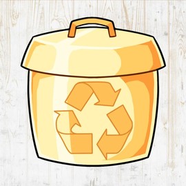 Trash Decals Peel & Stick - Wall Vinyl Stickers - Kawaii Cup Garbage Recycling Waste Compost Bin Cartoon Watercolor Colorful - Car Window Truck Laptop Tumbler - Kitchen Home Room Decor DWSV20662