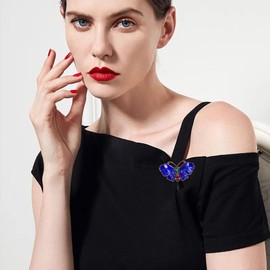 Generic JDONL Retro Enamel Butterfly Brooches for Women Rhinestone Butterfly Insect Brooch Pin Jewelry Gift for Wife Mom Girls (Blue)