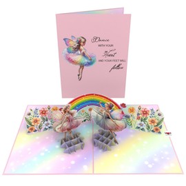 HEARTPOP Fairy and Rainbow Pop Up Card, Handmade 3D Greeting Card For All Occasion, Birthday, Mothers day, Daughter, Thinking of You, Thank you, Celebration