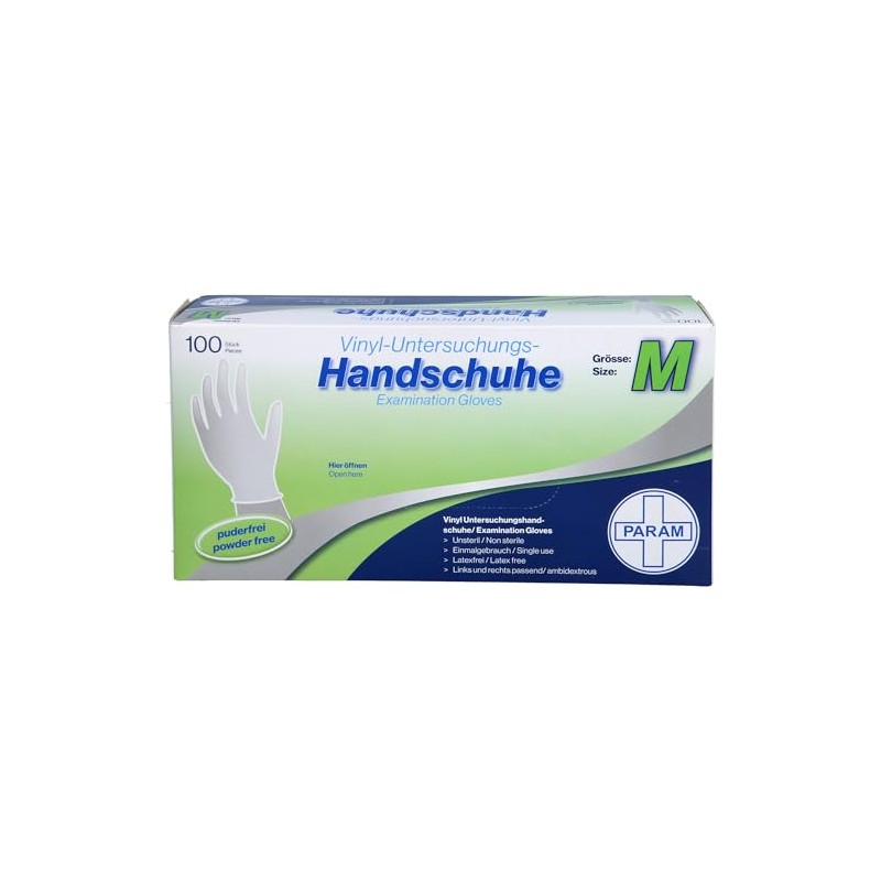 Param Disposable Vinyl Powder-Free Gloves M Pack of 100
