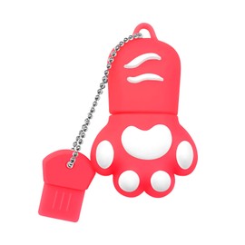 USB Flash Drive 128GB,Cute USB Drive with Silicone Rubber Pendrive,Cat Paw USB 2.0 Memory Stick,128GB Cartoon USB Thumb Drive for PC,Laptop（Pink）