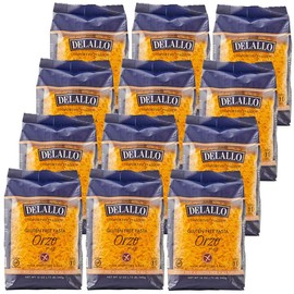 DeLallo Gluten Free Orzo Pasta, Made with Corn & Rice, Wheat Free, 12oz Bag, 12-Pack