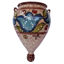 Cactus Canyon Ceramics Hand-Painted Spanish Orza Wall Flower Pot, Brown Design