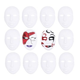 Ritte Pack of 12 White Masks, Free Design Mask, White Full Face Mask Paper for Dance Cosplay Party, Simple Masquerade, DIY Decoration, Hand-Painted Mask (Female Style)