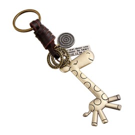 Funny live Cute Animal Key Decoration Backpack Pendant Couple Keychain Alloy Giraffe Leather Key Chain Bag Charm Car Decor Ornament