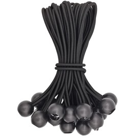 Tarpaulin Bungee Balls 6 Inch - 25 Pcs Bungee Cord with Balls Waterproof, Small Bungee Cords Heavy Duty, Short Elastic Flag Bungees, Tie-Down, Adjustable Bungee Straps (Black)
