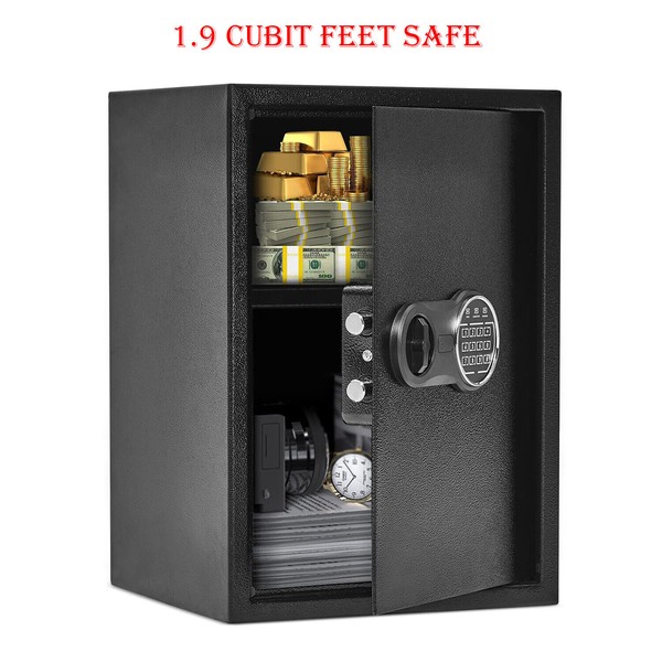 Home Safe Box Lock Security Waterproof Fireproof Personal Belongings Shelf 1.9cu