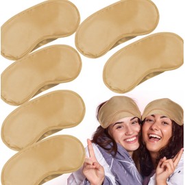 6 Pack Blindfold Eye Mask Cover Sleep Mask for Party Games Travel Sleep Team Build Party Supply with Adjustable Strap for Women Men Kids, Beige