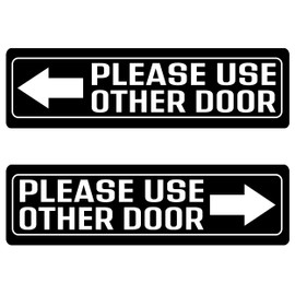 Please Use Other Door Arrow Set Left Right Office Door Sign Metal Business Retail Store Self Adhesive Aluminum Peel and Stick 8x2 Inch Indoor/Outdoor